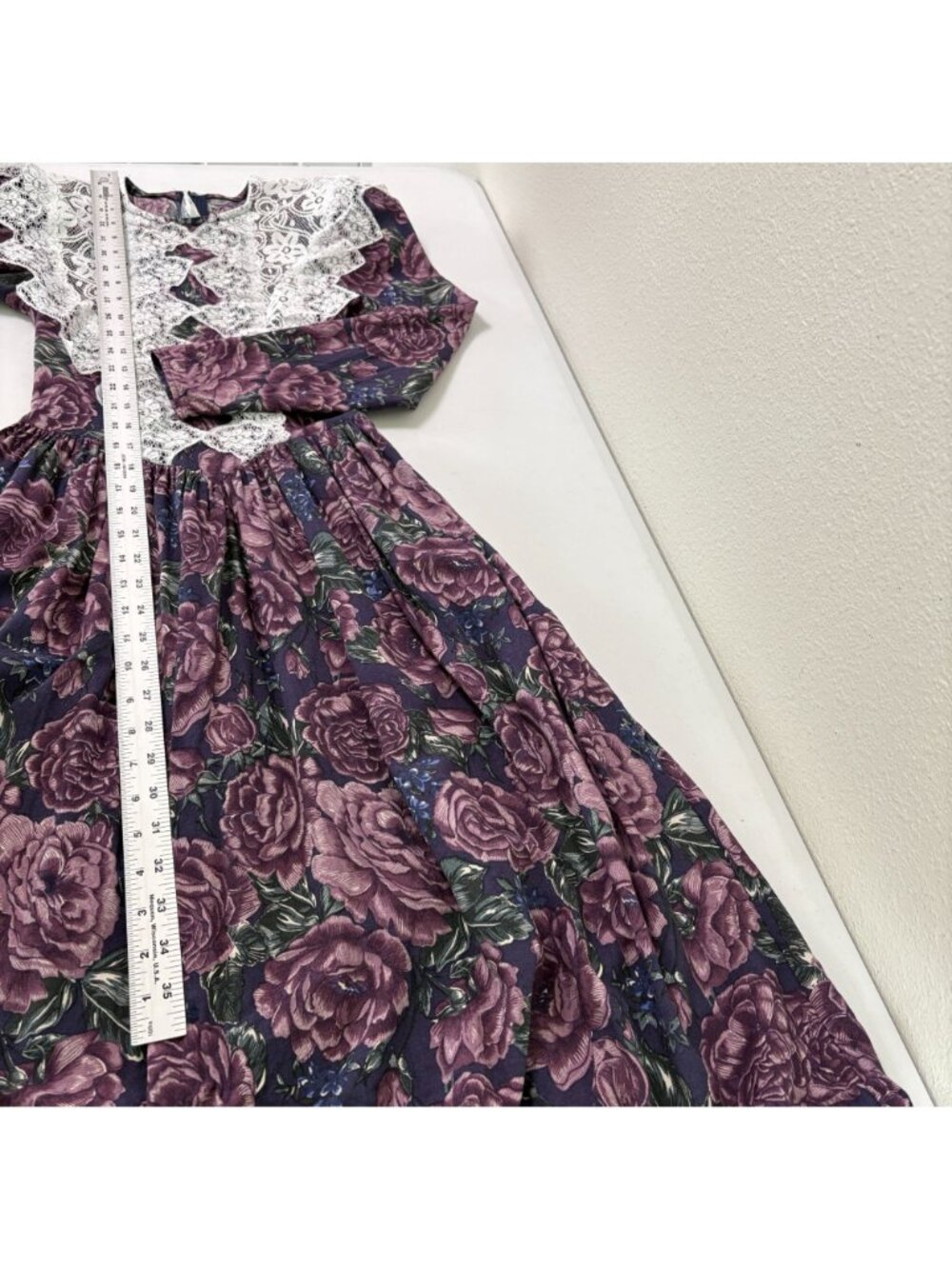 Vintage Jessica McClintock Gunne Sax Dress Size 3 4 Floral Lace Trim Cottage - Picture 11 of 13